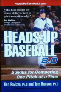 The book cover of Headsup Baseball2.0 shows a professional baseball player using mental skills