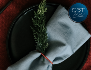 A plate is prepared with holiday decorations by people using CBT to manage stress